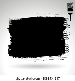 Black brush stroke and texture. Grunge vector abstract hand - painted element. Underline and border design.