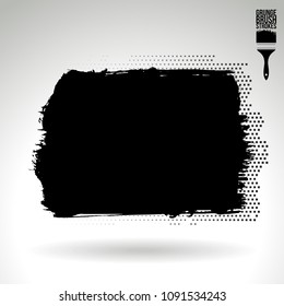 Black brush stroke and texture. Grunge vector abstract hand - painted element. Underline and border design.