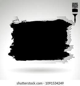 Black brush stroke and texture. Grunge vector abstract hand - painted element. Underline and border design.