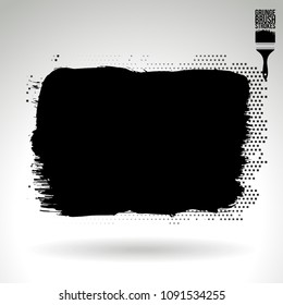 Black brush stroke and texture. Grunge vector abstract hand - painted element. Underline and border design.