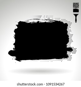 Black brush stroke and texture. Grunge vector abstract hand - painted element. Underline and border design.
