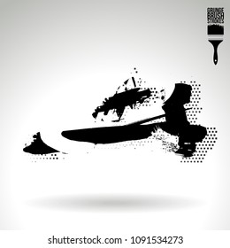 Black brush stroke and texture. Grunge vector abstract hand - painted element. Underline and border design.