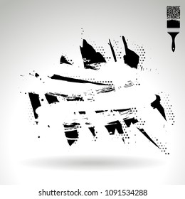 Black brush stroke and texture. Grunge vector abstract hand - painted element. Underline and border design.