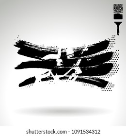 Black brush stroke and texture. Grunge vector abstract hand - painted element. Underline and border design.