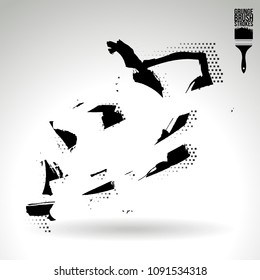 Black brush stroke and texture. Grunge vector abstract hand - painted element. Underline and border design.