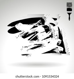 Black brush stroke and texture. Grunge vector abstract hand - painted element. Underline and border design.