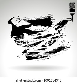 Black brush stroke and texture. Grunge vector abstract hand - painted element. Underline and border design.