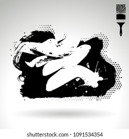 Black brush stroke and texture. Grunge vector abstract hand - painted element. Underline and border design.