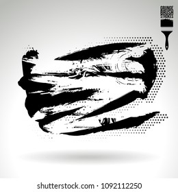 Black brush stroke and texture. Grunge vector abstract hand - painted element. Underline and border design.
