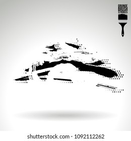 Black brush stroke and texture. Grunge vector abstract hand - painted element. Underline and border design.