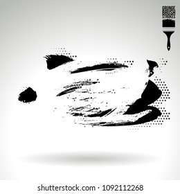 Black brush stroke and texture. Grunge vector abstract hand - painted element. Underline and border design.
