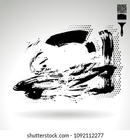Black brush stroke and texture. Grunge vector abstract hand - painted element. Underline and border design.