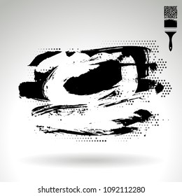Black brush stroke and texture. Grunge vector abstract hand - painted element. Underline and border design.