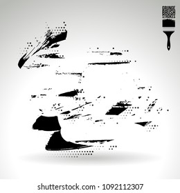 Black brush stroke and texture. Grunge vector abstract hand - painted element. Underline and border design.