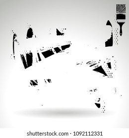 Black brush stroke and texture. Grunge vector abstract hand - painted element. Underline and border design.