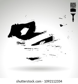 Black brush stroke and texture. Grunge vector abstract hand - painted element. Underline and border design.