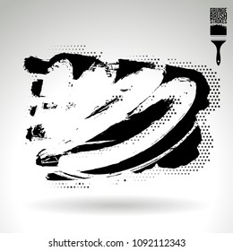 Black brush stroke and texture. Grunge vector abstract hand - painted element. Underline and border design.
