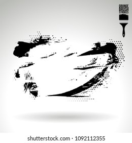 Black brush stroke and texture. Grunge vector abstract hand - painted element. Underline and border design.