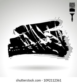 Black brush stroke and texture. Grunge vector abstract hand - painted element. Underline and border design.