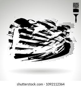 Black brush stroke and texture. Grunge vector abstract hand - painted element. Underline and border design.