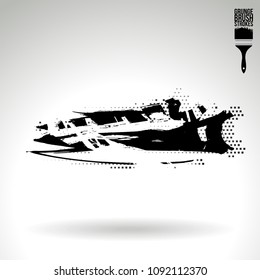 Black brush stroke and texture. Grunge vector abstract hand - painted element. Underline and border design.