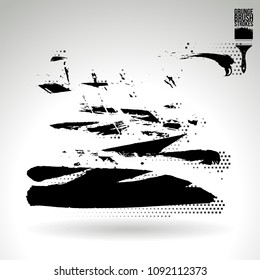 Black brush stroke and texture. Grunge vector abstract hand - painted element. Underline and border design.