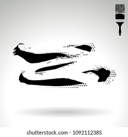 Black brush stroke and texture. Grunge vector abstract hand - painted element. Underline and border design.
