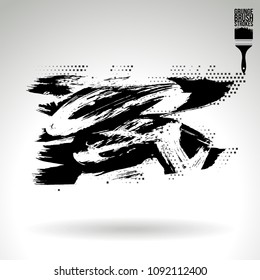 Black brush stroke and texture. Grunge vector abstract hand - painted element. Underline and border design.