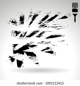 Black brush stroke and texture. Grunge vector abstract hand - painted element. Underline and border design.
