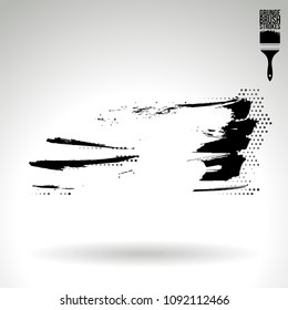 Black brush stroke and texture. Grunge vector abstract hand - painted element. Underline and border design.