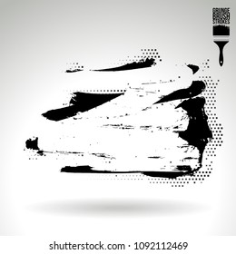 Black brush stroke and texture. Grunge vector abstract hand - painted element. Underline and border design.