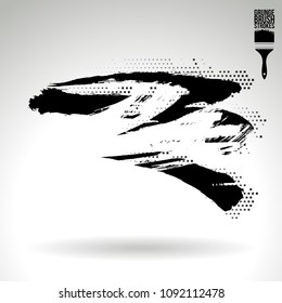 Black brush stroke and texture. Grunge vector abstract hand - painted element. Underline and border design.