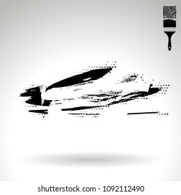 Black brush stroke and texture. Grunge vector abstract hand - painted element. Underline and border design.