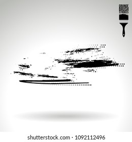 Black brush stroke and texture. Grunge vector abstract hand - painted element. Underline and border design.