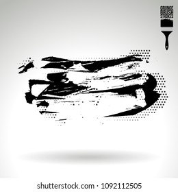 Black brush stroke and texture. Grunge vector abstract hand - painted element. Underline and border design.
