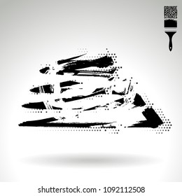 Black brush stroke and texture. Grunge vector abstract hand - painted element. Underline and border design.