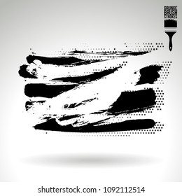 Black brush stroke and texture. Grunge vector abstract hand - painted element. Underline and border design.