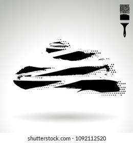 Black brush stroke and texture. Grunge vector abstract hand - painted element. Underline and border design.