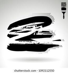 Black brush stroke and texture. Grunge vector abstract hand - painted element. Underline and border design.