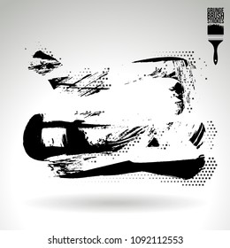 Black brush stroke and texture. Grunge vector abstract hand - painted element. Underline and border design.