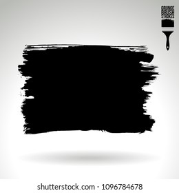 Black brush stroke and texture. Grunge vector abstract hand - painted element. Underline and border design.
