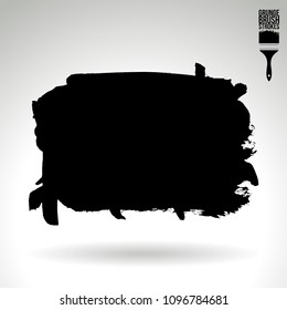 Black brush stroke and texture. Grunge vector abstract hand - painted element. Underline and border design.