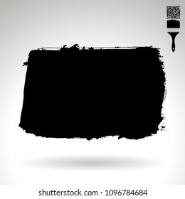 Black brush stroke and texture. Grunge vector abstract hand - painted element. Underline and border design.