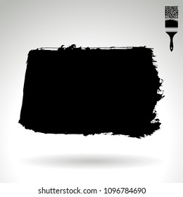 Black brush stroke and texture. Grunge vector abstract hand - painted element. Underline and border design.