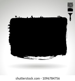 Black brush stroke and texture. Grunge vector abstract hand - painted element. Underline and border design.
