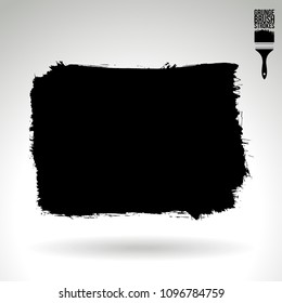 Black brush stroke and texture. Grunge vector abstract hand - painted element. Underline and border design.