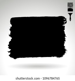 Black brush stroke and texture. Grunge vector abstract hand - painted element. Underline and border design.