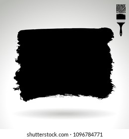 Black brush stroke and texture. Grunge vector abstract hand - painted element. Underline and border design.