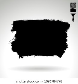 Black brush stroke and texture. Grunge vector abstract hand - painted element. Underline and border design.