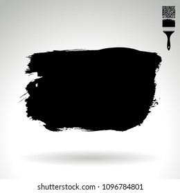 Black brush stroke and texture. Grunge vector abstract hand - painted element. Underline and border design.
